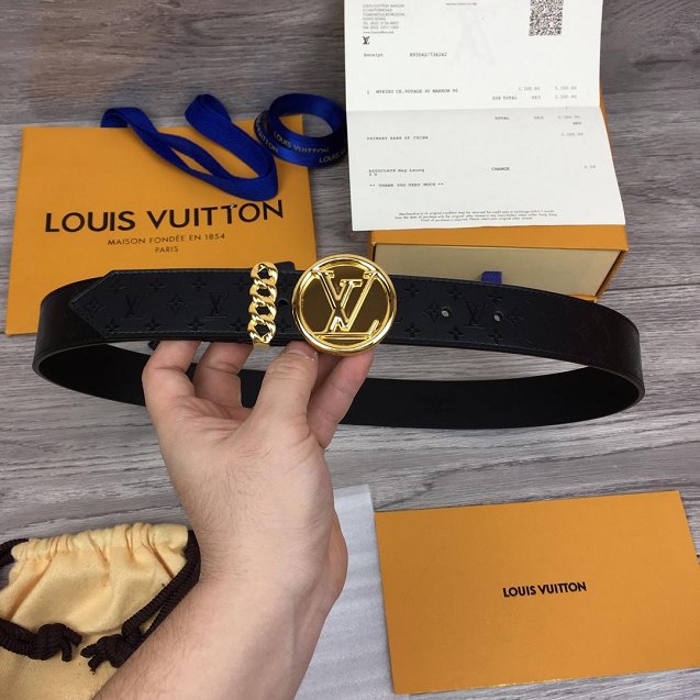 Louis vuitton original monogram calfskin circle 40mm belt M0112U black