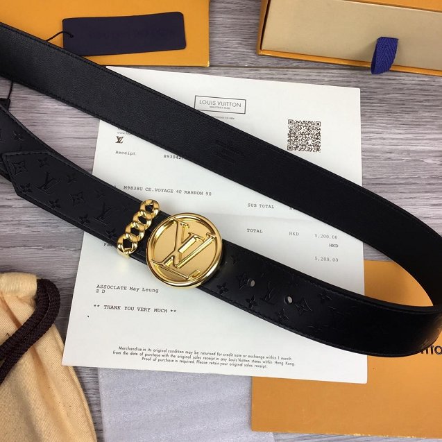 Louis vuitton original monogram calfskin circle 40mm belt M0112U black