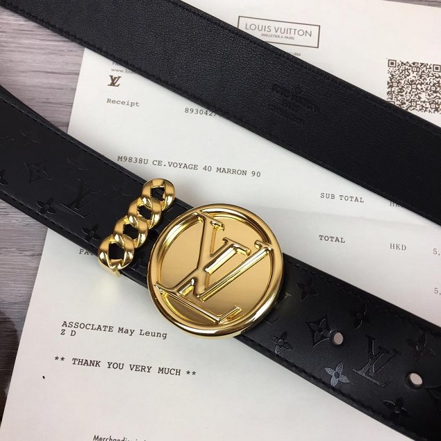 Louis vuitton original monogram calfskin circle 40mm belt M0112U black