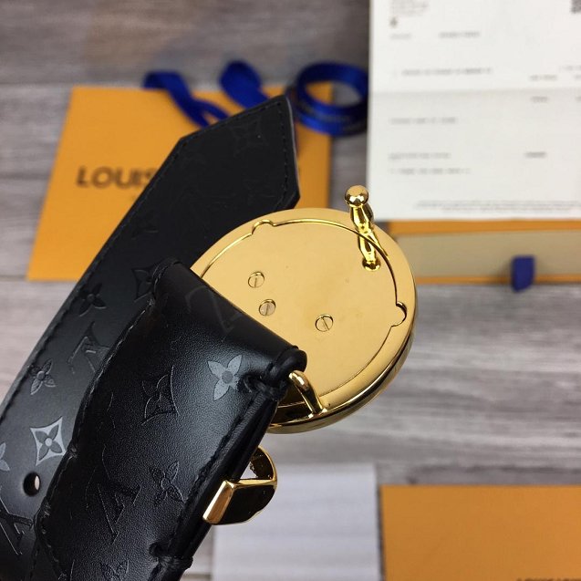 Louis vuitton original monogram calfskin circle 40mm belt M0112U black