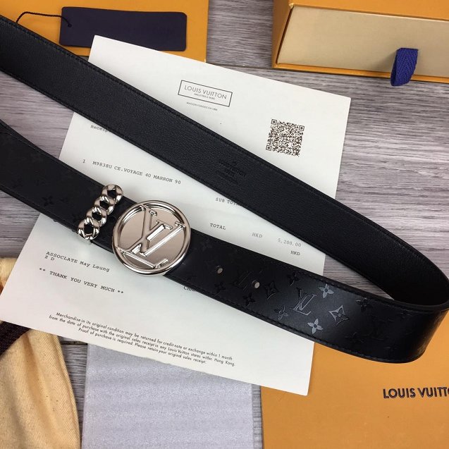 Louis vuitton original monogram calfskin circle 40mm belt M0112U black