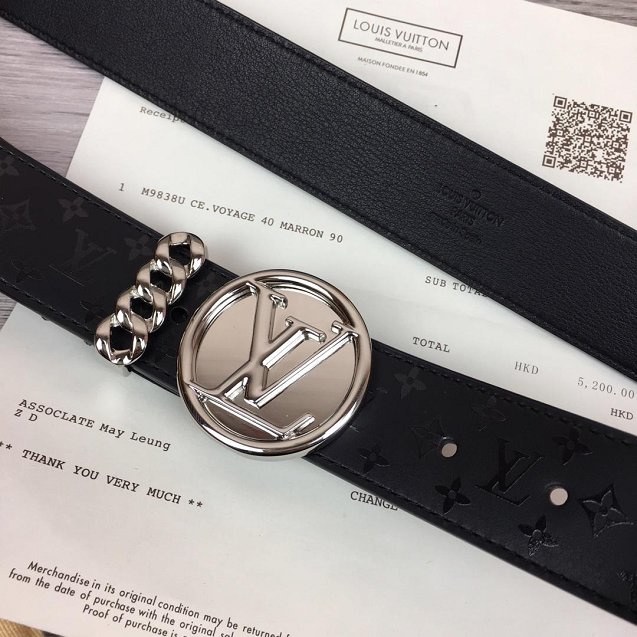 Louis vuitton original monogram calfskin circle 40mm belt M0112U black