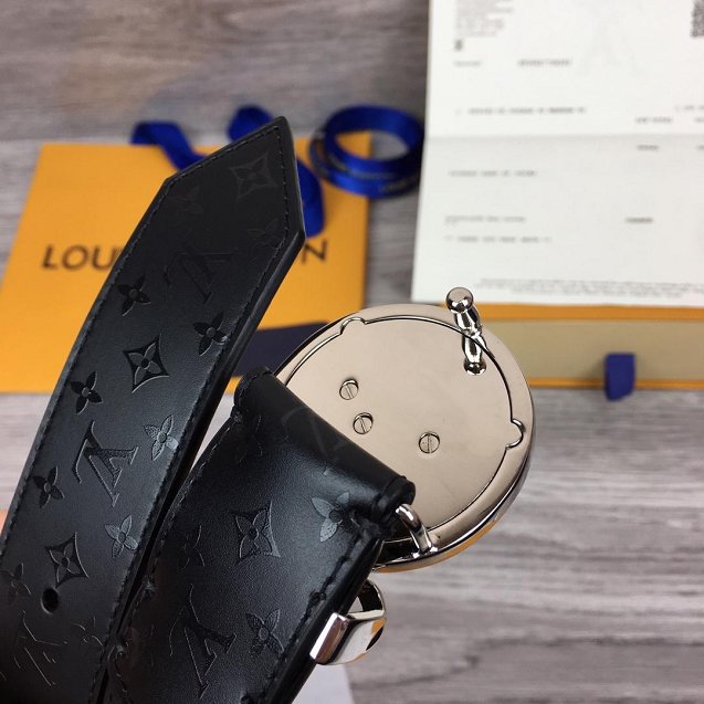 Louis vuitton original monogram calfskin circle 40mm belt M0112U black