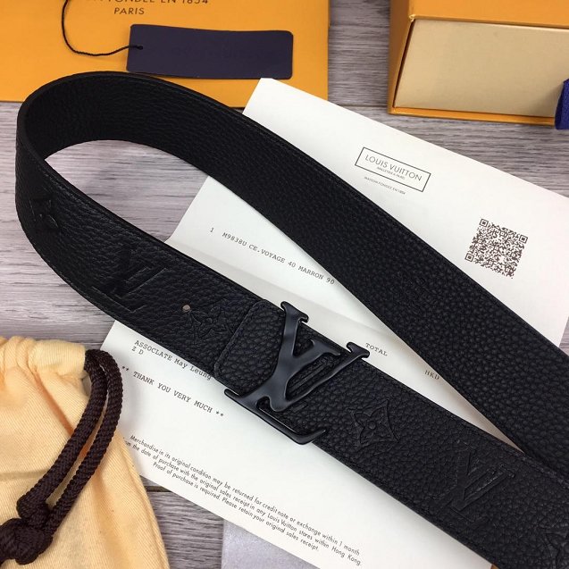 Louis vuitton original monogram calfskin pou-up 40mm belt MP236 black
