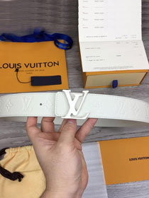 Louis vuitton original monogram calfskin pou-up 40mm belt MP236 white