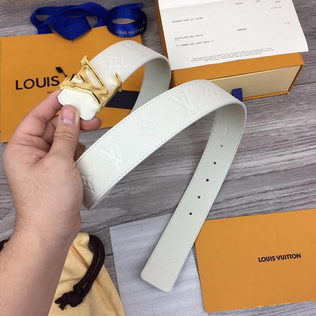 Louis vuitton original togo leather 40mm belt M9283 white