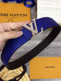 Louis vuitton original togo leather reversible 40mm belt M9152 blue