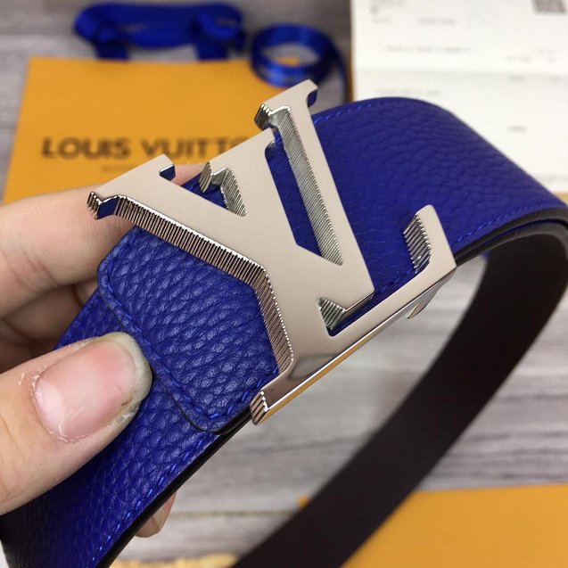 Louis vuitton original togo leather reversible 40mm belt M9152 blue