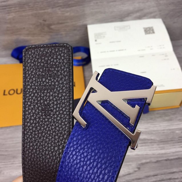 Louis vuitton original togo leather reversible 40mm belt M9152 blue