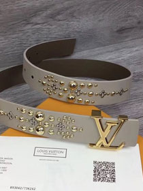 Louis vuitton original calfskin Iconic 35mm belt M0063W grey