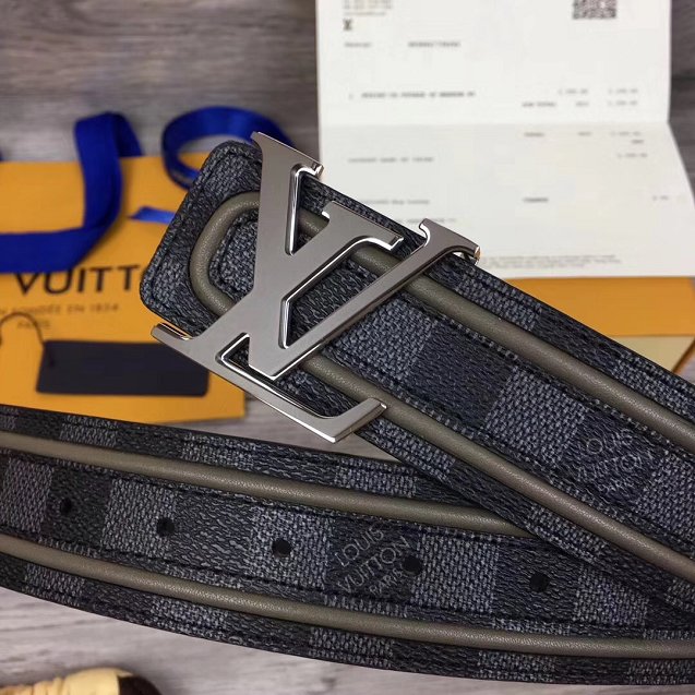Louis vuitton original damier Initiales belt 40mm M0051S grey 