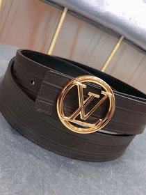 Louis vuitton original calfskin circle 35mm belt m9044 dark coffee