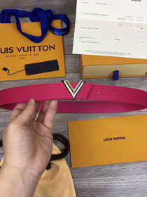 Louis vuitton original calfskin essential V 30MM belt M9025U rose red