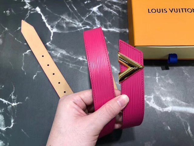 Louis vuitton original epi leather essential V 30MM belt M9021U rose red
