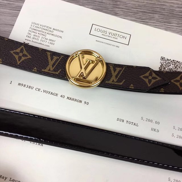 Louis vuitton original monogram circle reversible belt 20mm M0053W black