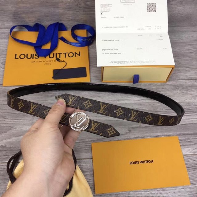 Louis vuitton original monogram circle reversible belt 20mm M0053W black