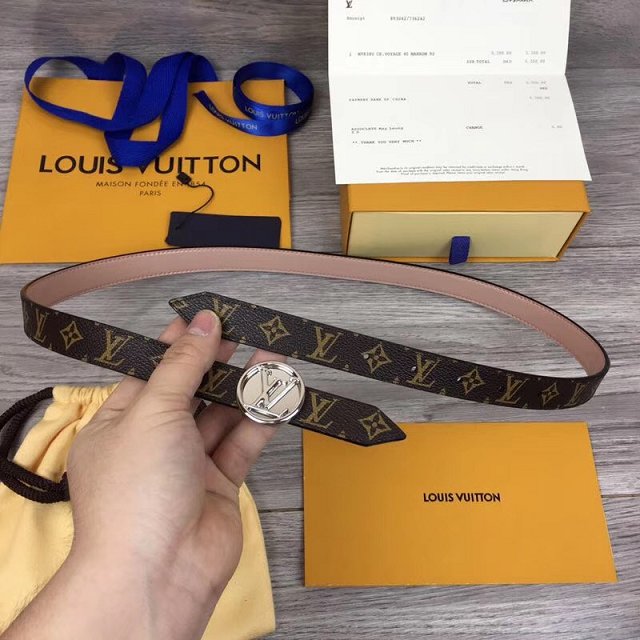Louis vuitton original monogram circle reversible belt 20mm M0053W pink