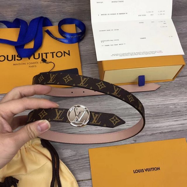 Louis vuitton original monogram circle reversible belt 20mm M0053W pink
