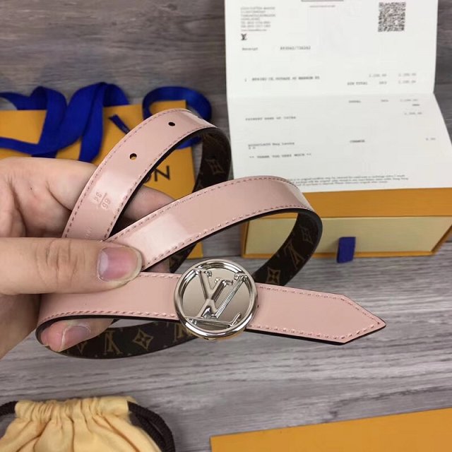 Louis vuitton original monogram circle reversible belt 20mm M0053W pink