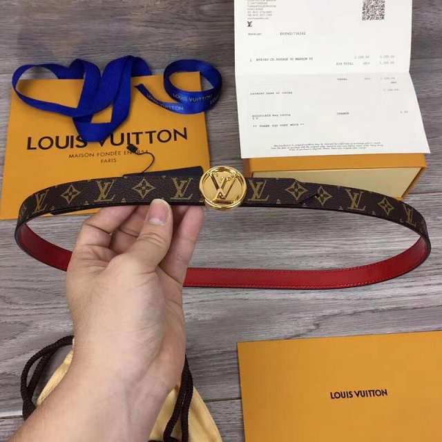 Louis vuitton original monogram circle reversible belt 20mm M0053W red