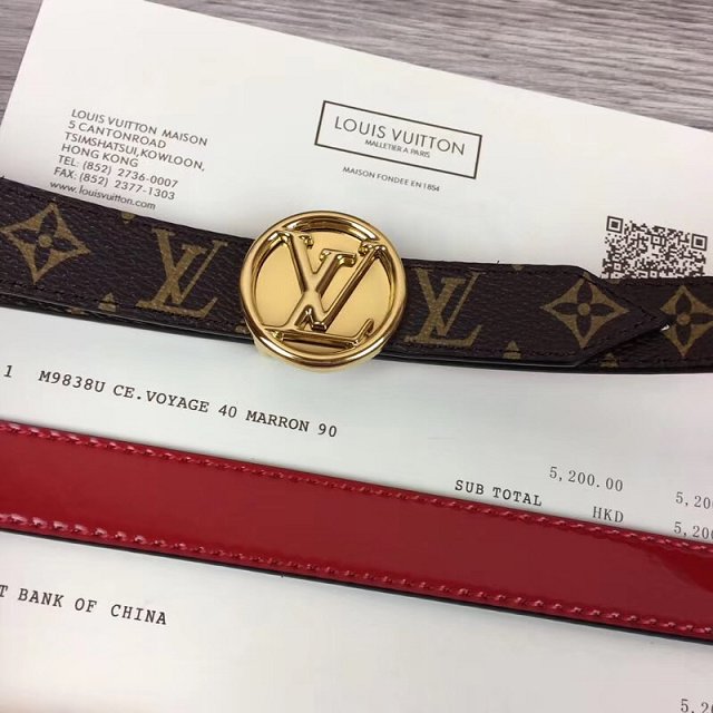 Louis vuitton original monogram circle reversible belt 20mm M0053W red