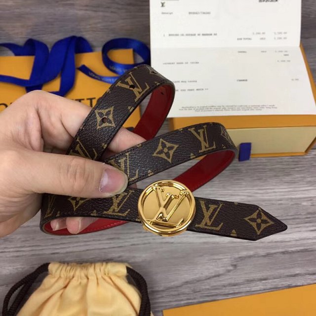 Louis vuitton original monogram circle reversible belt 20mm M0053W red
