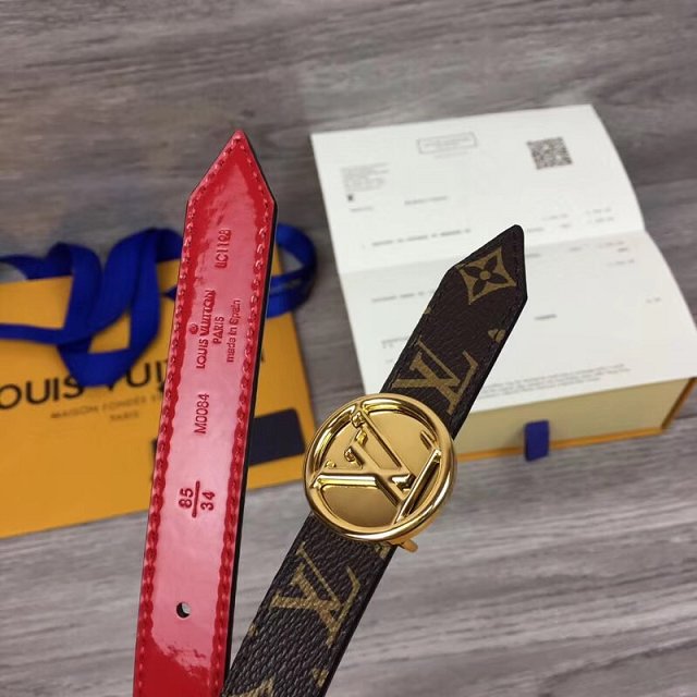 Louis vuitton original monogram circle reversible belt 20mm M0053W red