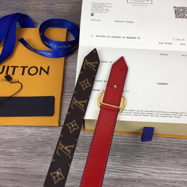 Louis vuitton original monogram circle reversible belt 20mm M0053W red