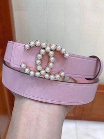 CC original calfskin 25mm pearl belt AA0521 pink