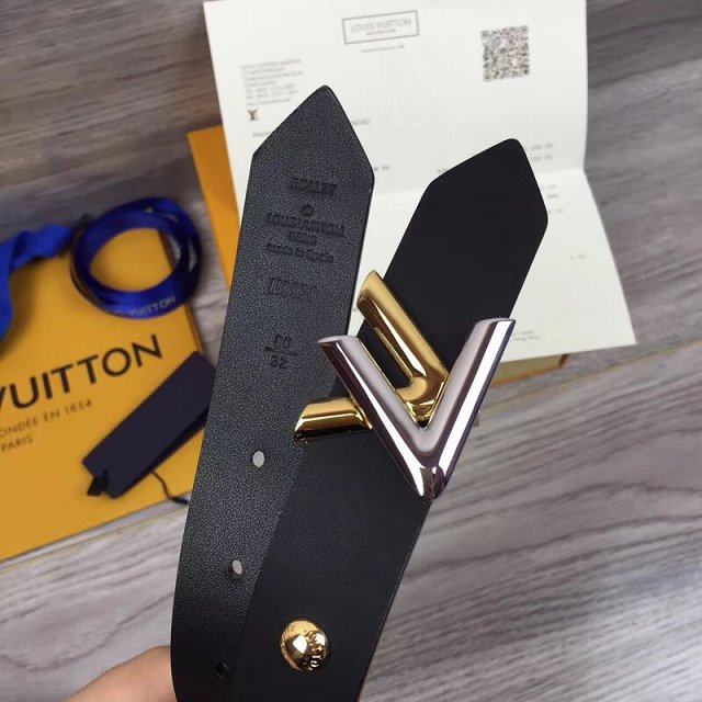 Louis vuitton original calfskin twist studded 30mm belt m9939 black