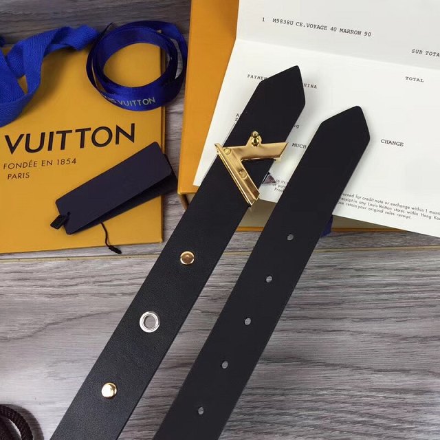 Louis vuitton original calfskin twist studded 30mm belt m9939 black