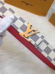 Louis vuitton original damier azur Initiales 30mm belt M0073U red