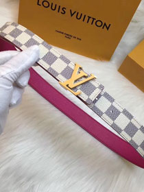 Louis vuitton original damier azur Initiales 30mm belt M0073U rose red