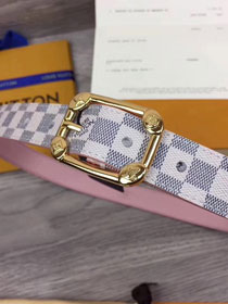 Louis vuitton original damier azur malletier 25mm belt m9942 pink