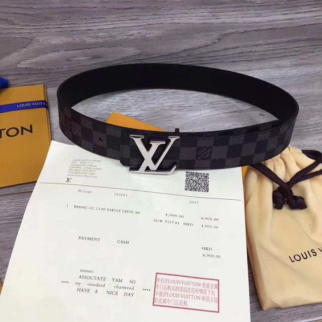 Louis vuitton original damier graphite Initiales 40mm belt M0079Q black