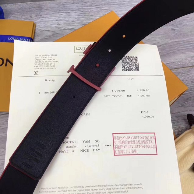 Louis vuitton original damier graphite Initiales 40mm belt M0079Q red