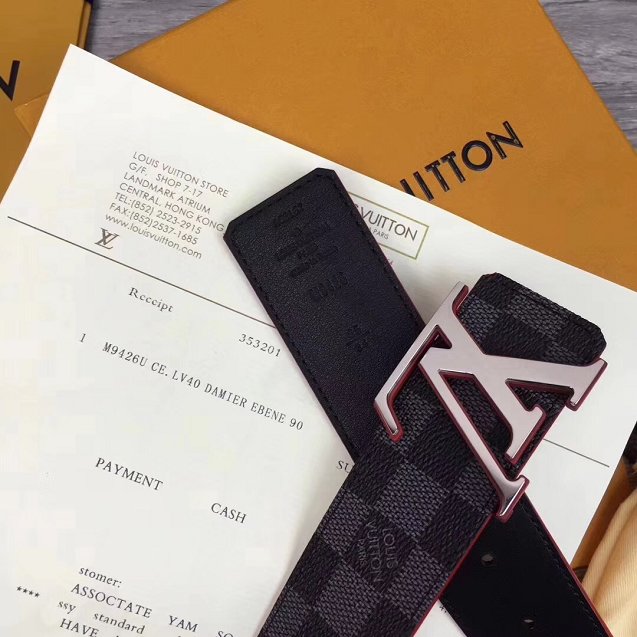 Louis vuitton original damier graphite Initiales 40mm belt M0079Q red