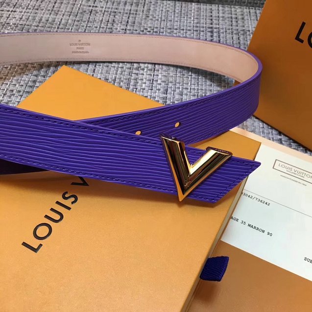 Louis vuitton original epi leather v 30mm belt M9021W purple