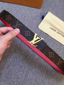 Louis vuitton original monogram canvas Initiales 30mm belt M0072U red