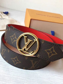 Louis vuitton original monogram circle 35mm belt M0142U red