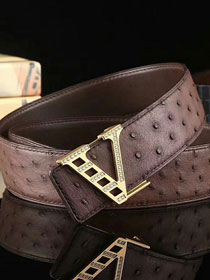 Louis vuitton original ostrich leather 40mm belt m8188 coffee
