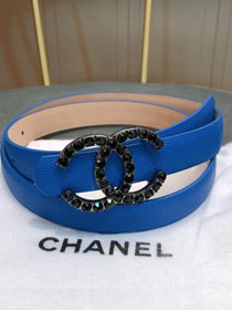 CC original grained calfskin 20mm belt A0544 blue