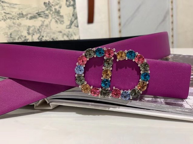 Dior original calfskin 30mm belt DR0001 purple