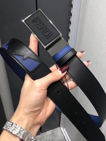 Fendi original calfskin belt 34mm F0002 black blue
