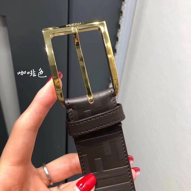 Fendi original calfskin belt 40mm F0001 dark coffee