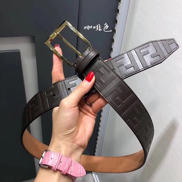Fendi original calfskin belt 40mm F0001 dark coffee