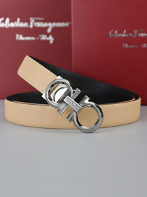 Feragamo gancini original calfskin belt 25mm F0001 apricot