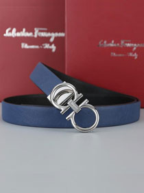 Feragamo gancini original calfskin belt 25mm F0001 blue