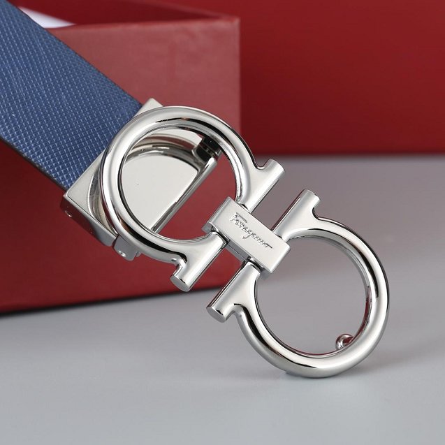 Feragamo gancini original calfskin belt 25mm F0001 blue