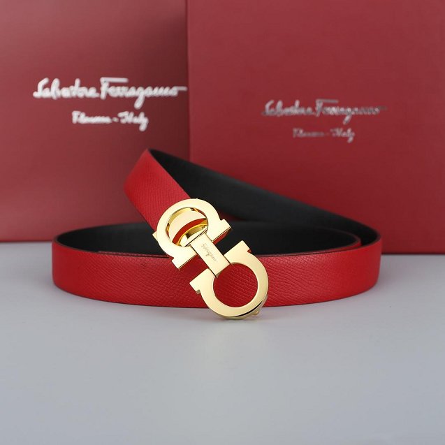 Feragamo gancini original calfskin belt 25mm F0001 red